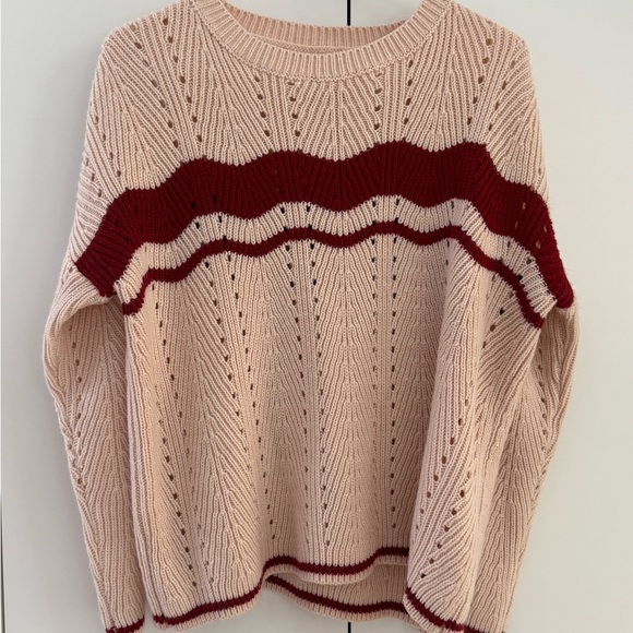 dRA Los Angeles Pink and Red Striped Cable Knit Sweater - Picture 1 of 3